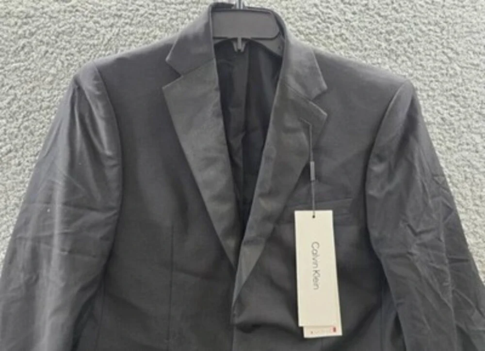 Calvin Klein Wool Blend Slim Fit Infinite Stretch Tuxedo Jacket Men's 38S Black